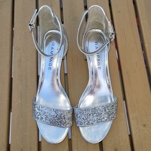 Silver Sparkle Heeled Sandals Size 9